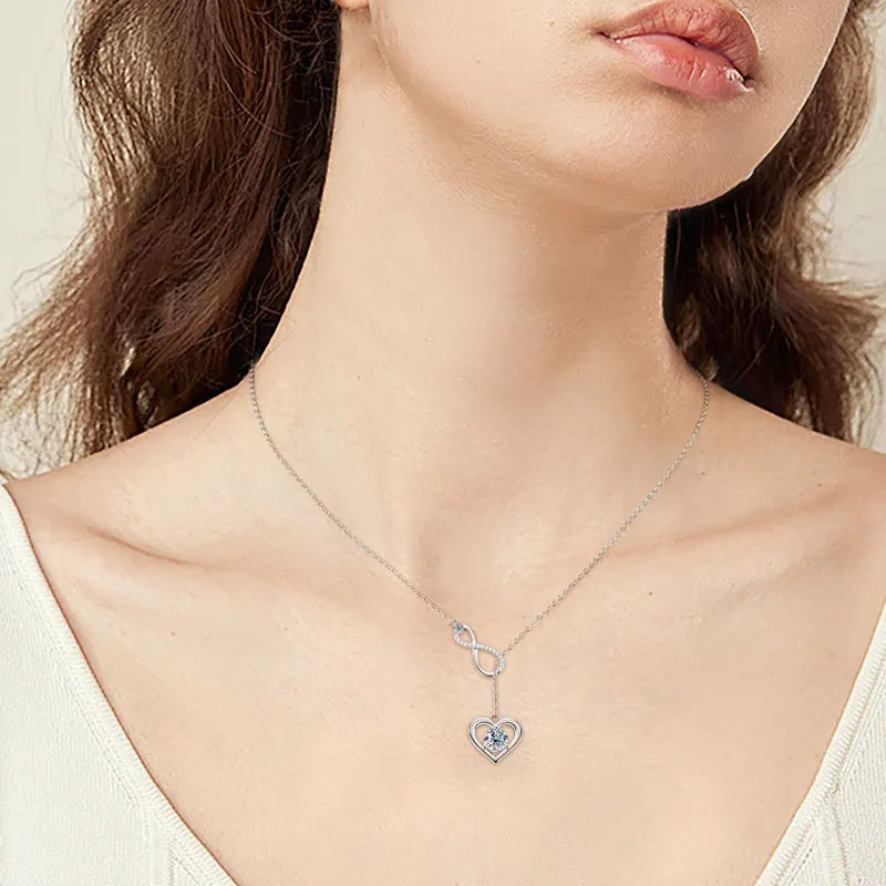 Certified Moissanite Heart Infinite Pendant Necklace Chain for Women S925 Sterling Silver Necklaces Fine Jewelry Gifts