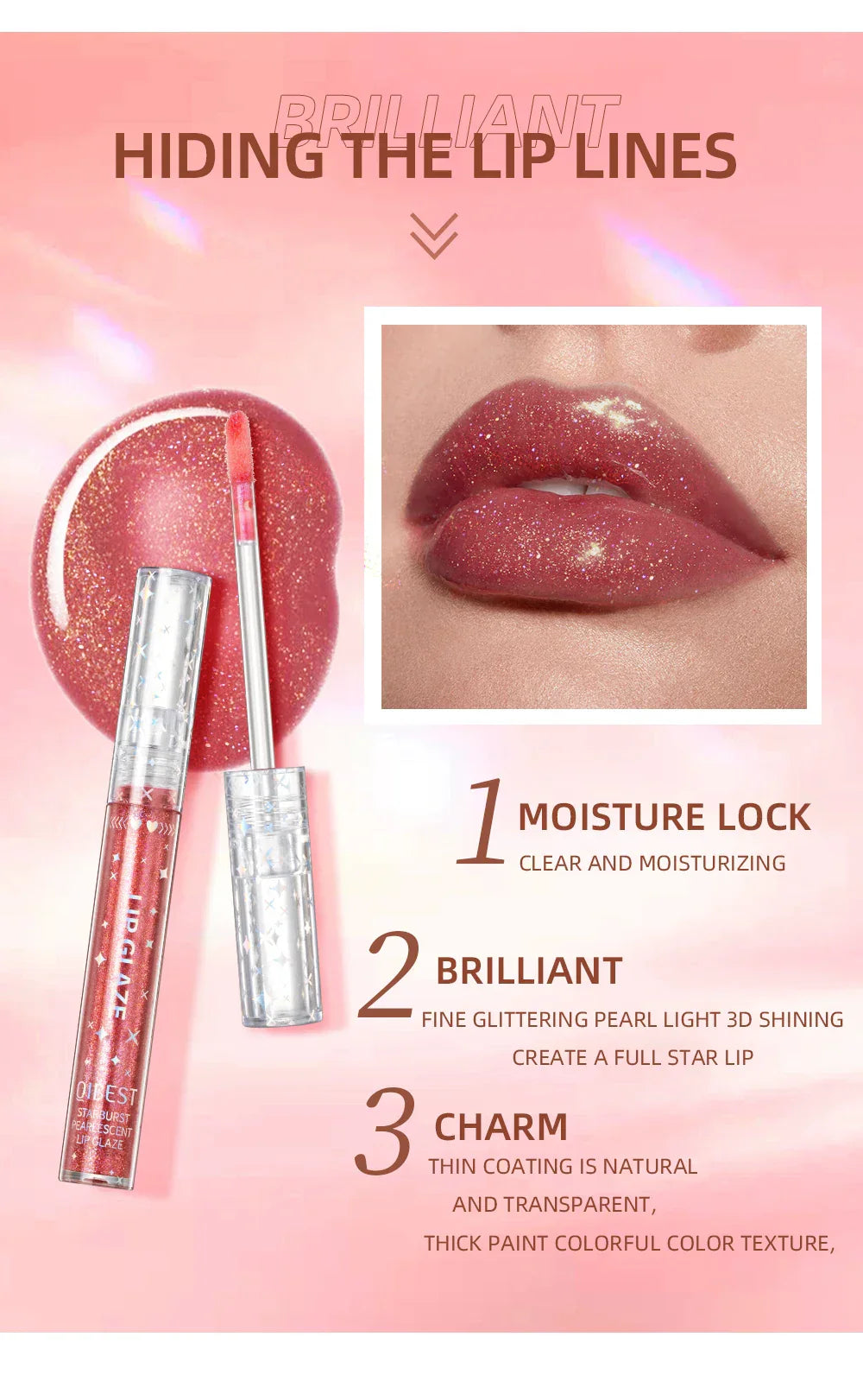 9Pcs/Sets Glitter Lip Glaze Liquid Lipstick Set Shine Lip Gloss Gift Box Natural Moisturizer Waterproof Lips Makeup