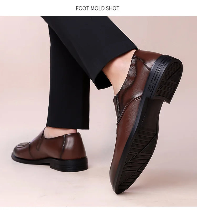 Spring Autumn New Leather Shoes for Men Solid Color Business Casual Shoes Male Fashion British Style Dress Shoe Man