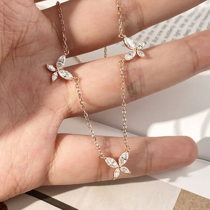 18K Plated Marquise Cut Moissanite Necklace Pendant for Women Girls Gift Lab Diamond Chain 925 Sterling Silver Jewelry