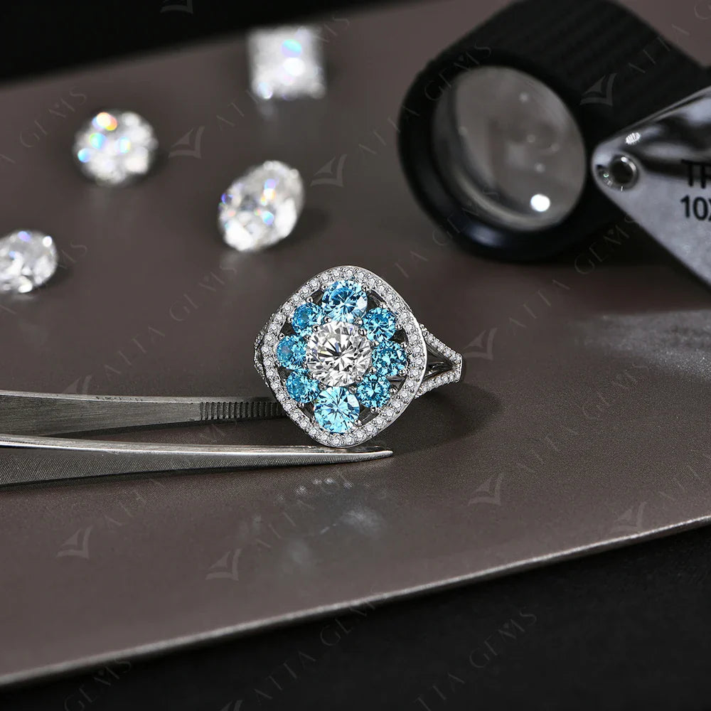 3.38CTW Round Cut Moissanite Rings for Women S925 Silver 18K Gold Plated Handmade Wedding Bride Fine Jewelry Gifts New