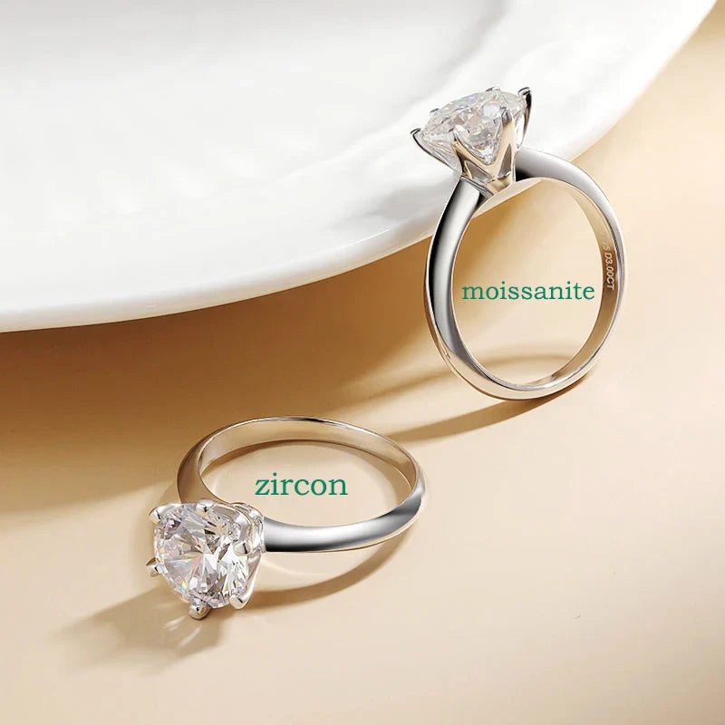 0.5-5CT Certified Moissanite Solitaire Ring for Women D Vvs1 Sparkling Wedding 925 Sterling Silver Lab Diamond Band GRA