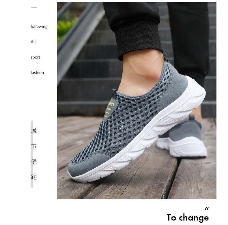Lightweight Men Casual Shoes Breathable Slip on Male Casual Sneakers Anti-slip Men's Flats Outdoor Walking Shoes Size 39-46