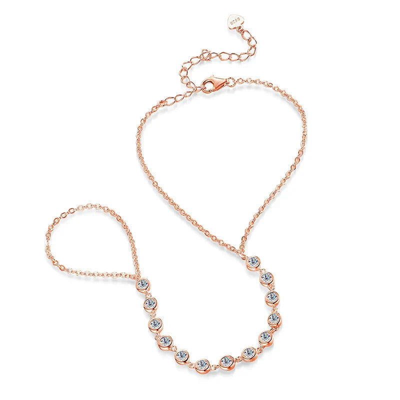 14-21CM Adjustable All Real Moissanite Bracelets for Women Girls Sparkling Chain Lab Diamond GRA Pure S925 Silver Jewelry