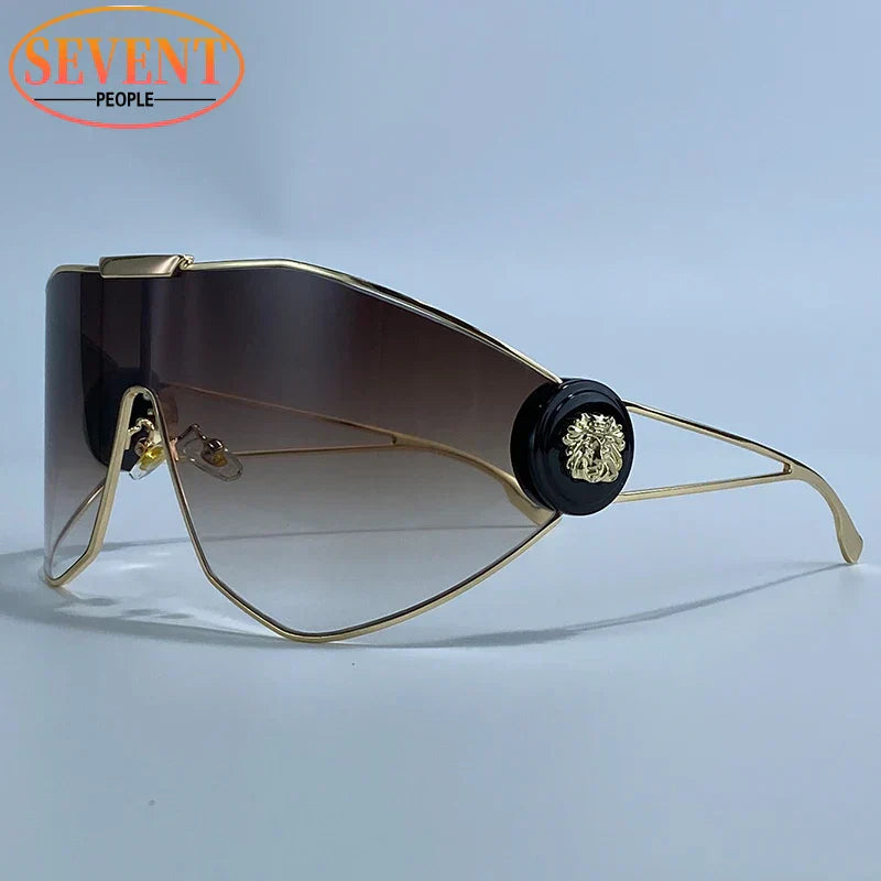 Oversized One-Piece Mask Punk Sunglasses Women 2026 Luxury Brand Vintage Windproof Sun Glasses Wrap Around Shades Shield Goggle
