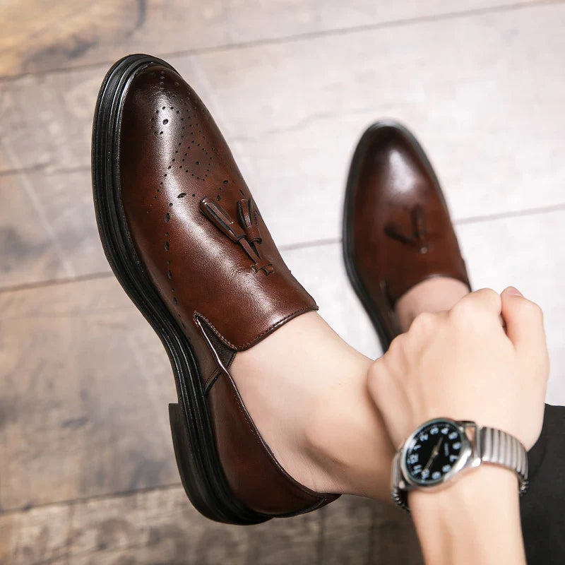 Brand Mens Leather Office Flats Wedding Banquet Luxury Loafers Comfortable Designer Oxfords Business Formal Korean Shoes for Men