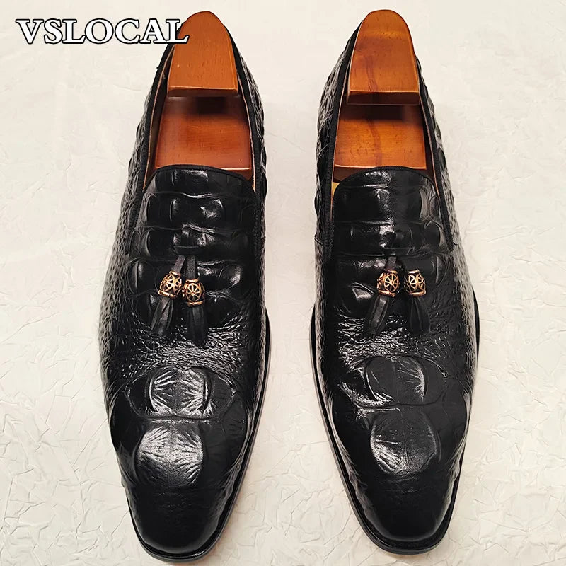 Luxury Men's Loafers Shoes Black Brown Tassel Loafers Slip On Casual Mens Dress Shoes Wedding Office Leather Shoes Men