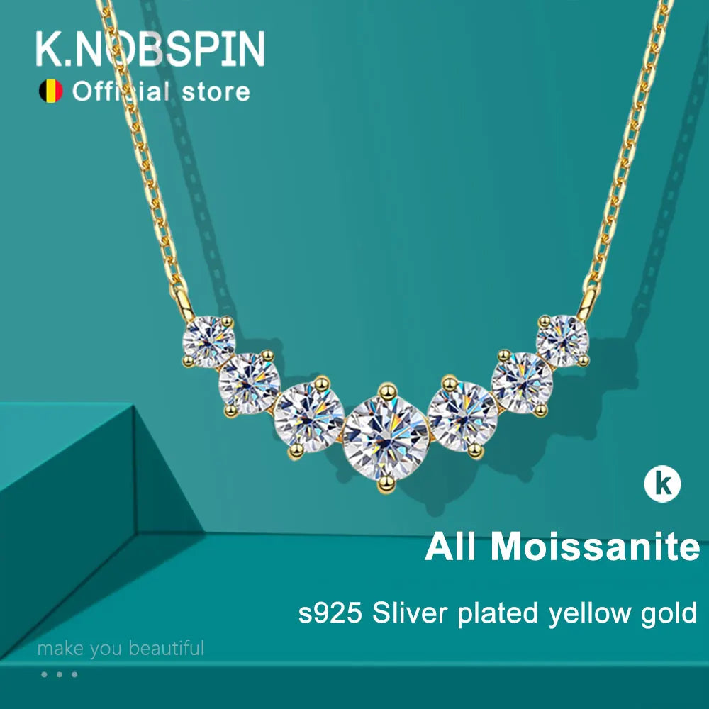 D VVS1 Moissanite Pendant Necklaces for Women Trendy Party Jewelry GRA Certified 925 Sliver Plated Yellow Gold Necklace