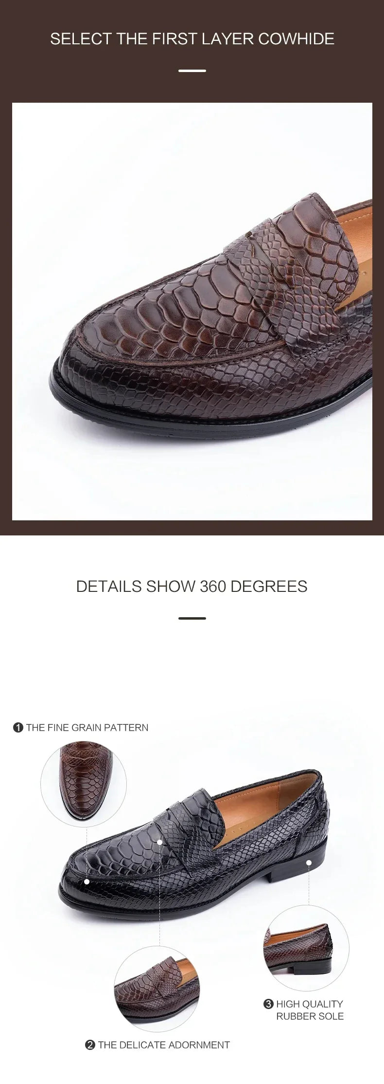 Premium Men's Snake Print Penny Loafers Handcrafted Genuine Leather Slip-On Driving Shoes Business Casual & Formal Footwear