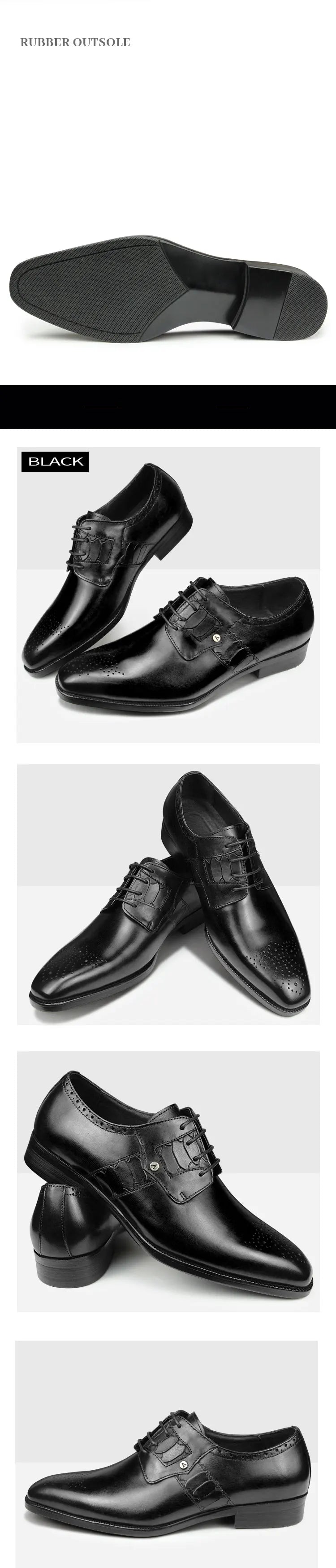 High Grade Men Derby Formal Leather Shoe Lace Up Brogue Dress Wear Male Wedding Shoe Social Office Genuine Cephalopod Shoes Gift
