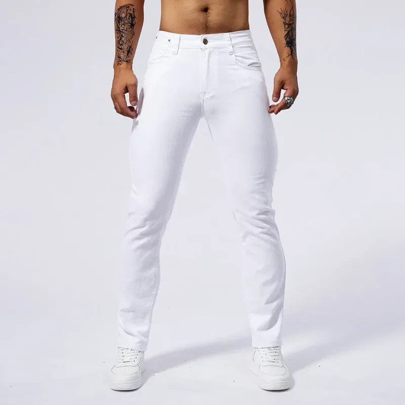 Men's White Casual Jeans New Denim Pants Comfortable Fashion Stretch Slim Fit Straight Trousers Male Clothing Streetwear Jeans