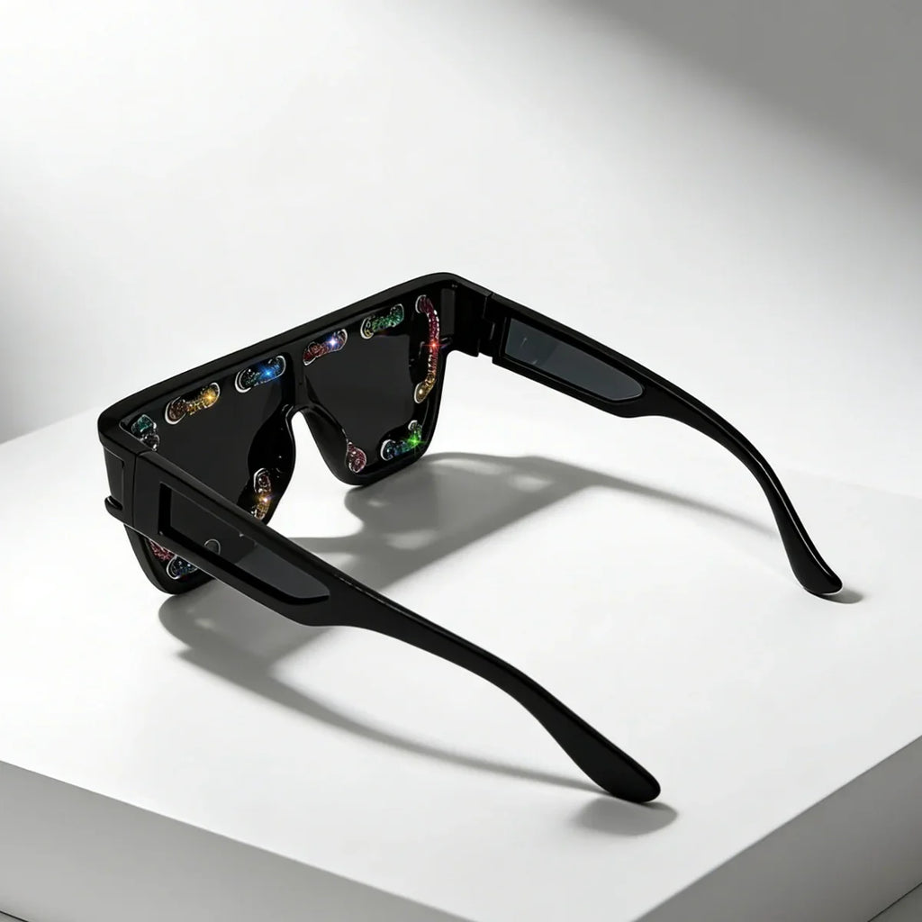 Y2K Oversized Square Sunglasses for Women Men Bling Rhinestone Decor Streewear Punk Statement Eyewear Trendy Fashion Shades