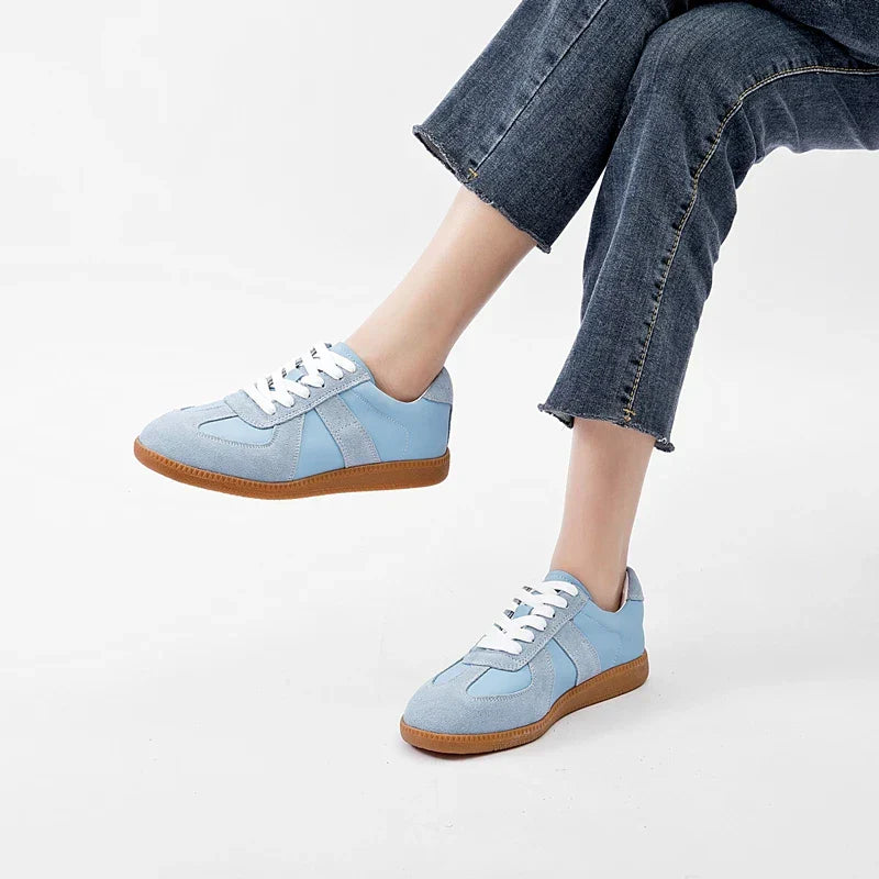 Women's Sneakers 2026 New Genuine Leather Ladies Moral Training Shoes Casual Spring Flat Shoes Women