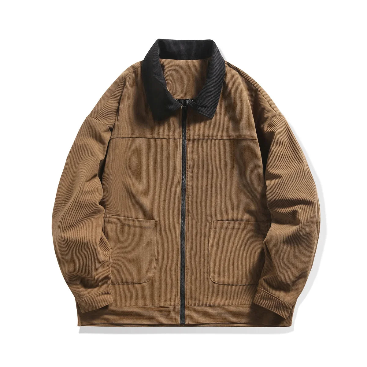 2026 Autumn Corduroy Cargo Jacket For Men Windbreakers Zipper Coats Loose Cargo Outwear Casual Jacket Mens Clothes