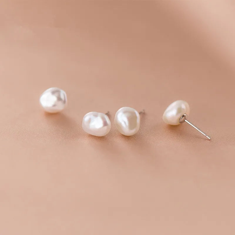 925 Sterling Silver Gentle Simple Nnatural Pearl for Women Luxury Piercing Earrings Wedding Fashion Charm Jewellery Gift