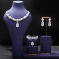 Unique Popular Jewelry 4-Piece Bridal Zirconia Women's Party Jewelry Set Dubai Nigeria CZ Crystal Wedding Jewelry Set