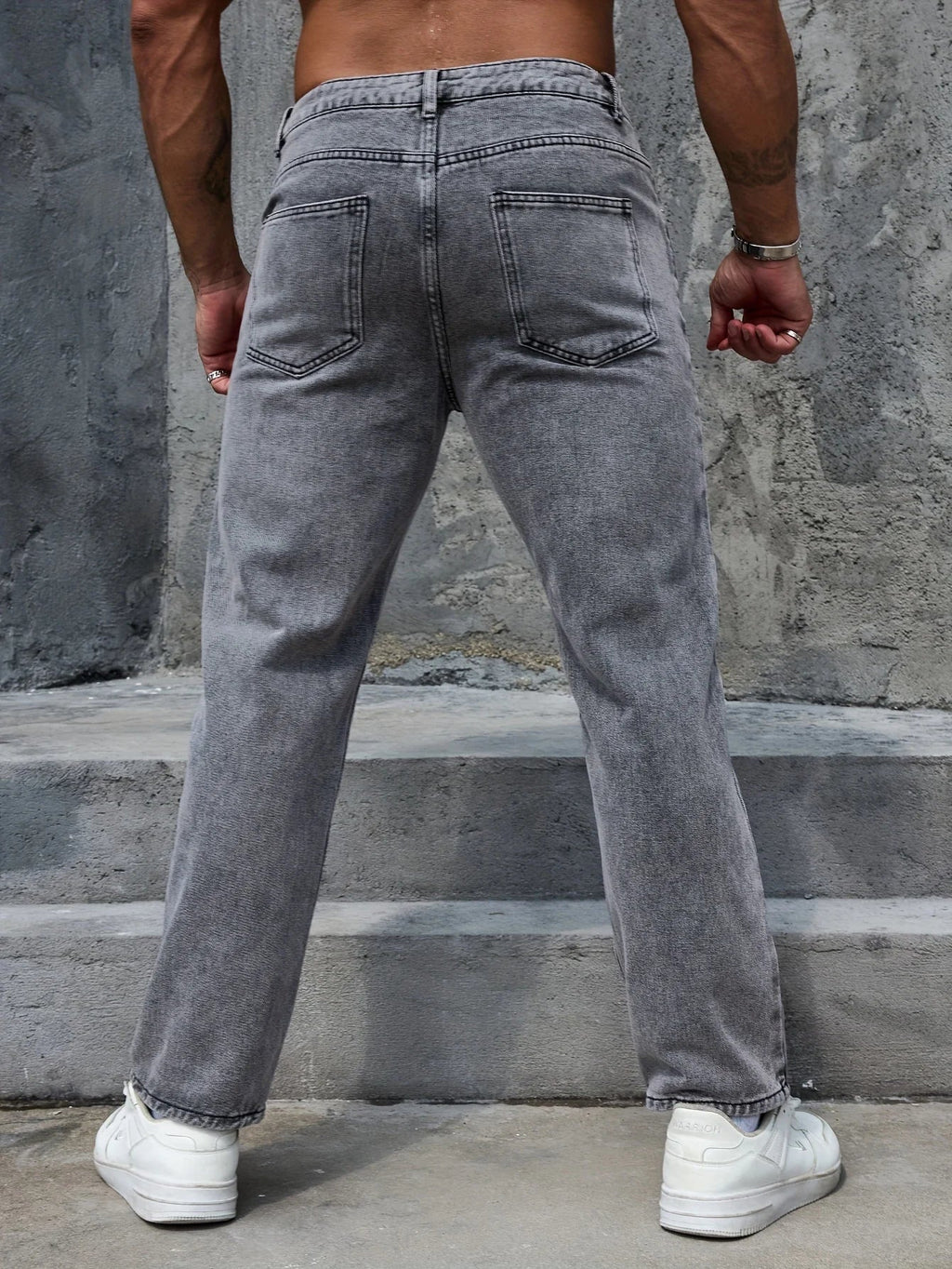 2025 Casual Men's Jeans Pants grey regular-fit Versatile trousers All Season comfort size EU 44-52 US 34-42