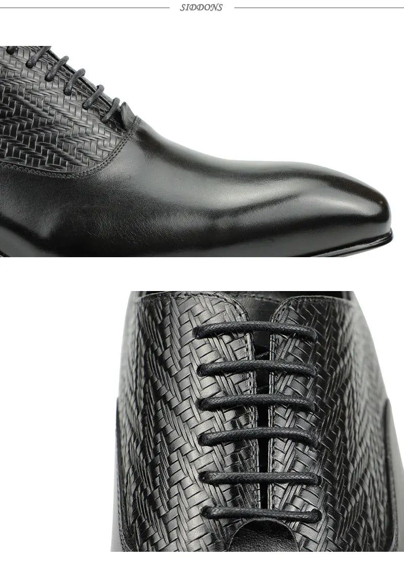 High Grade Black Leather Shoe Formal Office Oxfords Elegant Wedding Position Braid Leather Business Lace Up Men Shoes  Handmade