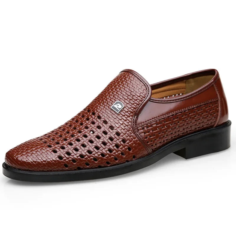 Spring Men Loafers Leather Men Shoes Summer Hollow Breathable Oxfords Man Casual Shoes Slip on Formal Dress Shoes for Man