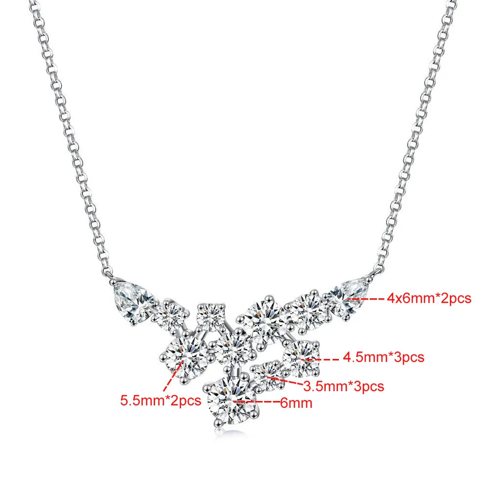 4.8cttw Full Moissanite Pendant Necklace for Women S925 Silver Round & Pear Cut Lab Diamond Necklace Party Wedding Jewelry Gift