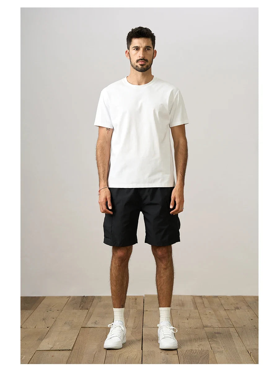 2024 Summer New  Oversize Lightweight 190g  Quick Dry Fabric Cargo Drawstring Shorts Men Cool Fishing Hiking Shorts