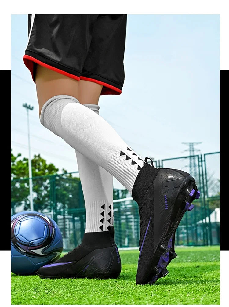 New Men Football Boots Match Long Spikes Soccer Shoes Cleats Boys Comfortable Training Sport Adult Breathable Outdoor Non Slip