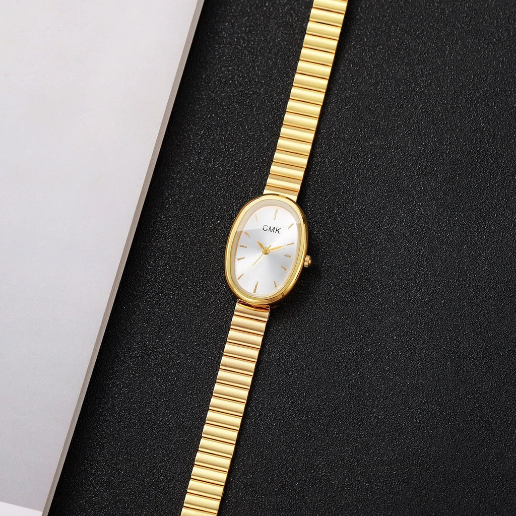 Fashion Oval Dial Women Watches Ultra-thin Strap Analog Quartz Wristwatch Girls Clock Reloj Mujer（Without Box）