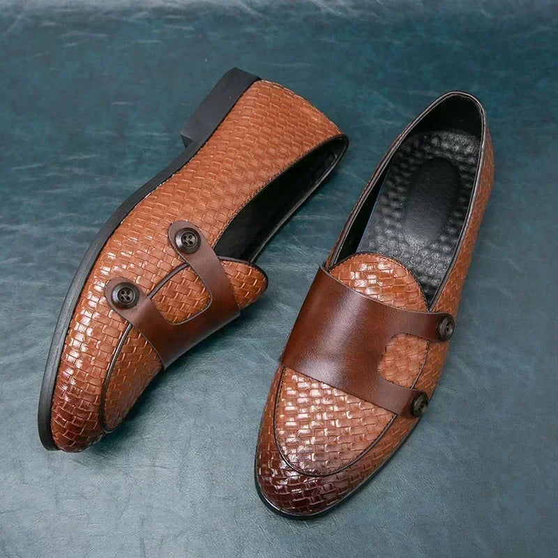 Men’s Breathable Leather Loafers – Casual Slip-On Shoes for Adults