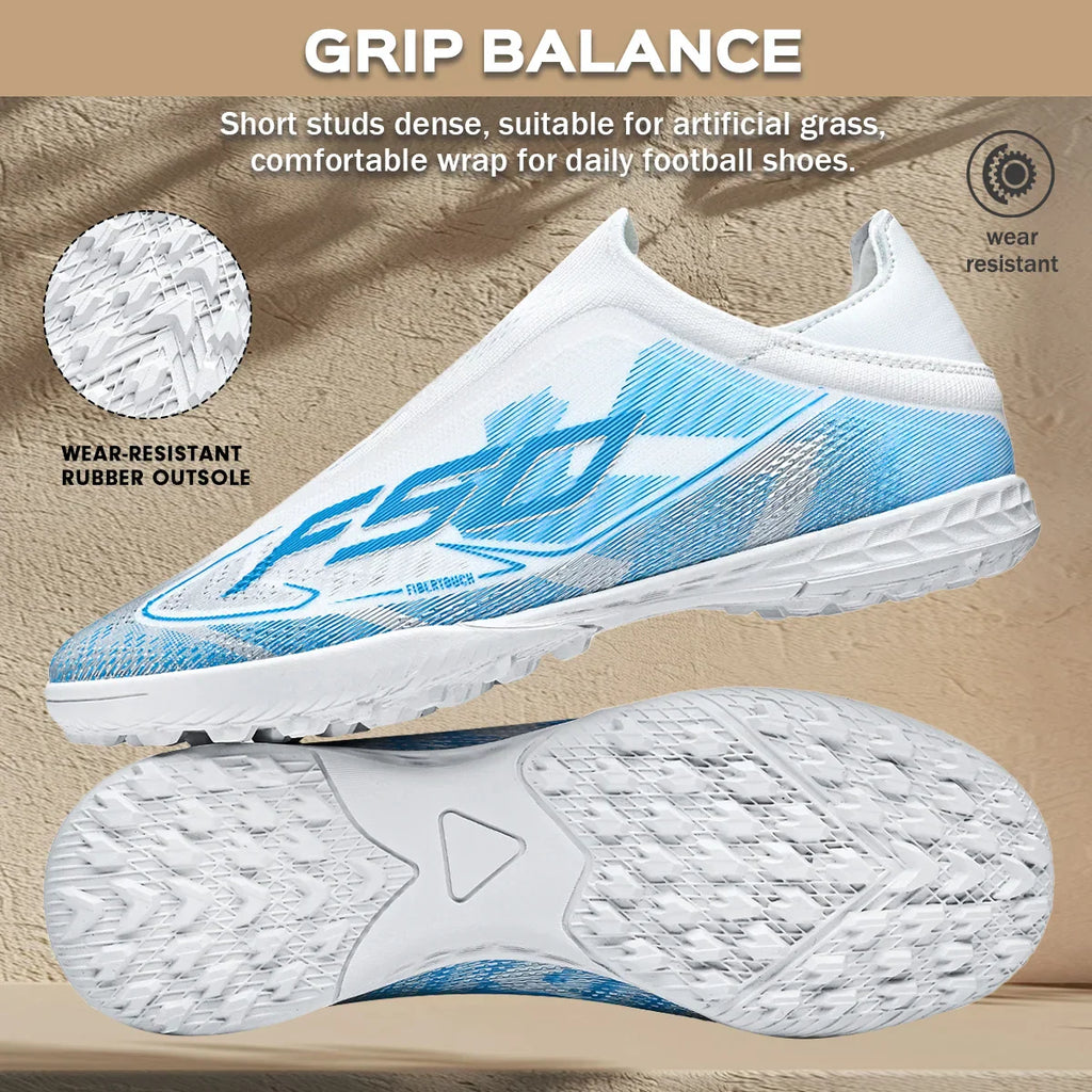 Professional Training TF Soccer Shoes for Men Women Kids PU+Fabric Breathable Wear-Resistant Rubber Sole