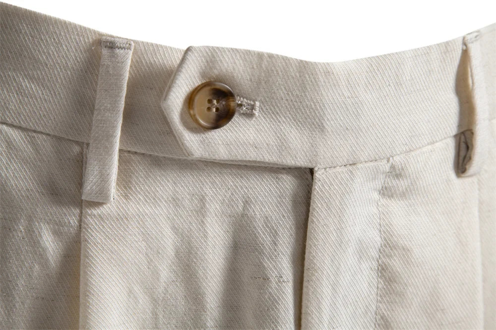 Comfortable Men's Shorts Solid Color Elastic Waist Multi Pocket Cotton Linen Blend Breathable Quick Dry Summer Shorts