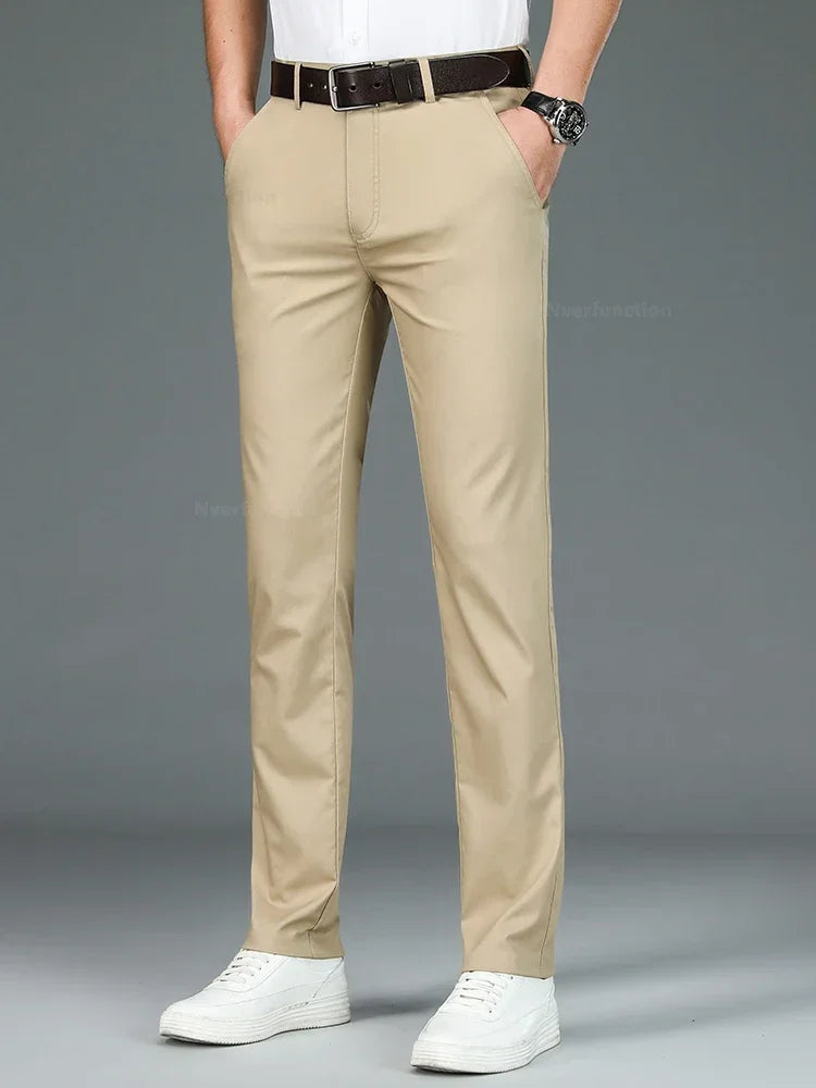 Men Straight Classic Fashion Casual Breathable Formal Trouser