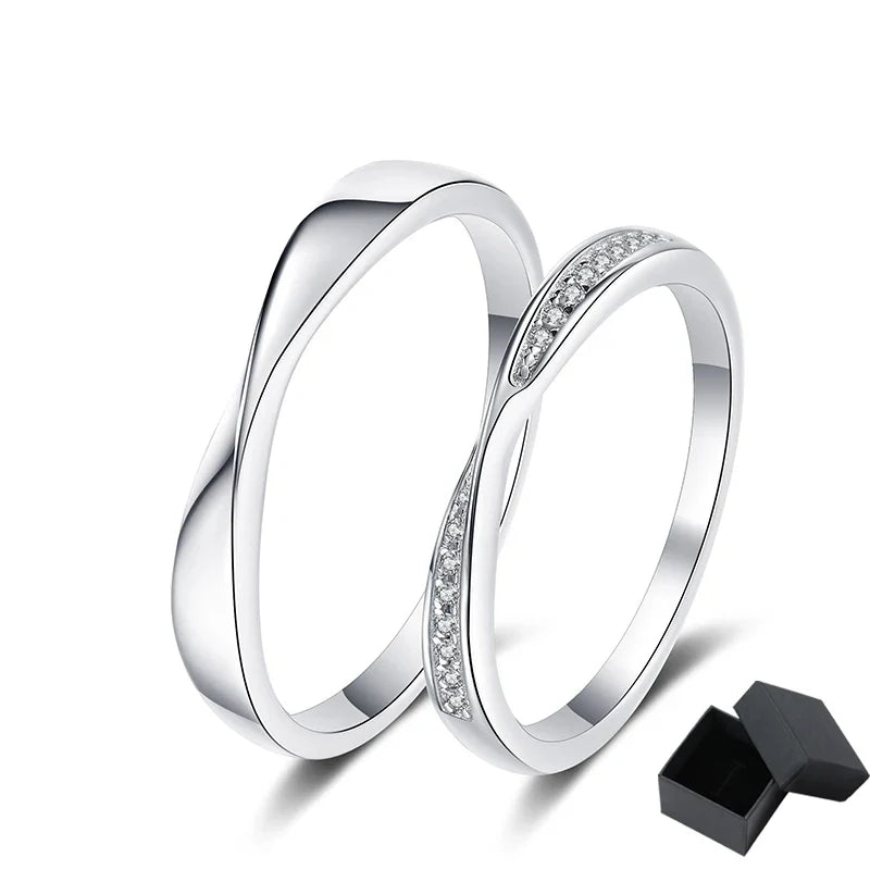 100% 925 Sterling Silver Moissanite Ring for Women Men Couple Ring Valentine's Day Gift White Gold Plated Unisex Band