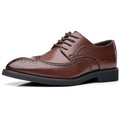 Men's Elegant British Brogue Derby Shoes Lace-Up Patchwork Breathable Formal Dress Shoes Business Wedding Thanksgiving Christmas