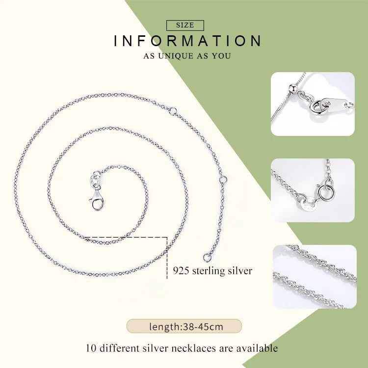 Classic Basic O-chain Solid 925 Sterling Silver Lobster Clasp Adjustable Necklace Box Cable Chain DIY Jewelry for Women