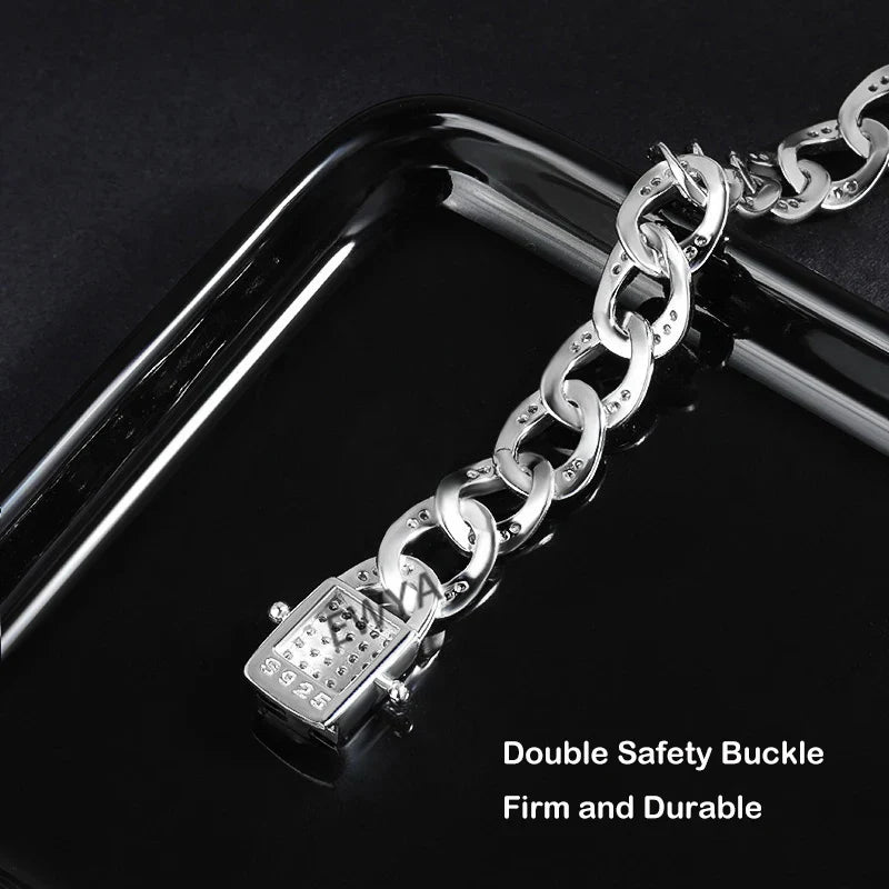 Full 1.2mm D Color Moissanite Cuban Link Bracelet For Men Women Unisex S925 Silver Pass Diamond Test 8mm Wrist Bracelets