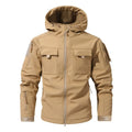 Men's Silent Soft Shell Camouflage Tactical Jacket Waterproof Warm Fleece Hunting Jackets Outdoor Hiking Fishing Hooded Coat
