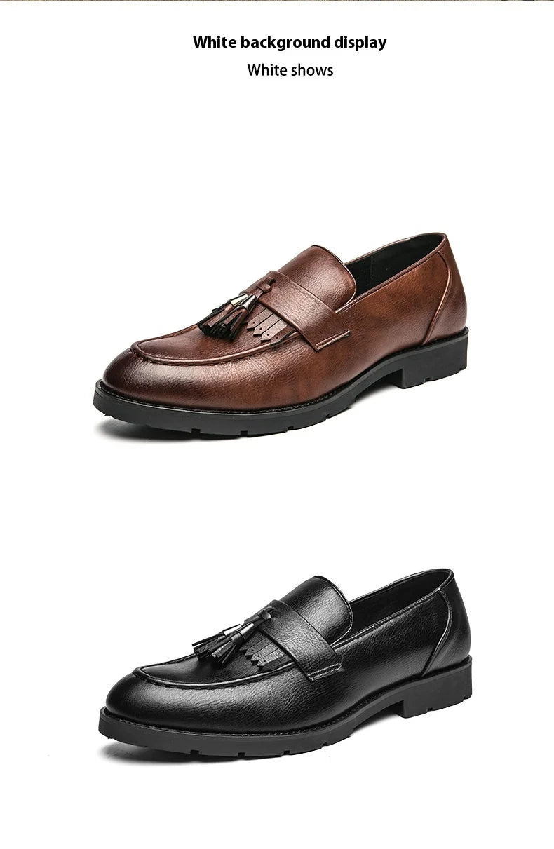 Tassel vamp loafers all match youth suit beamers men Korean version of British men's shoes best man shoes fashion