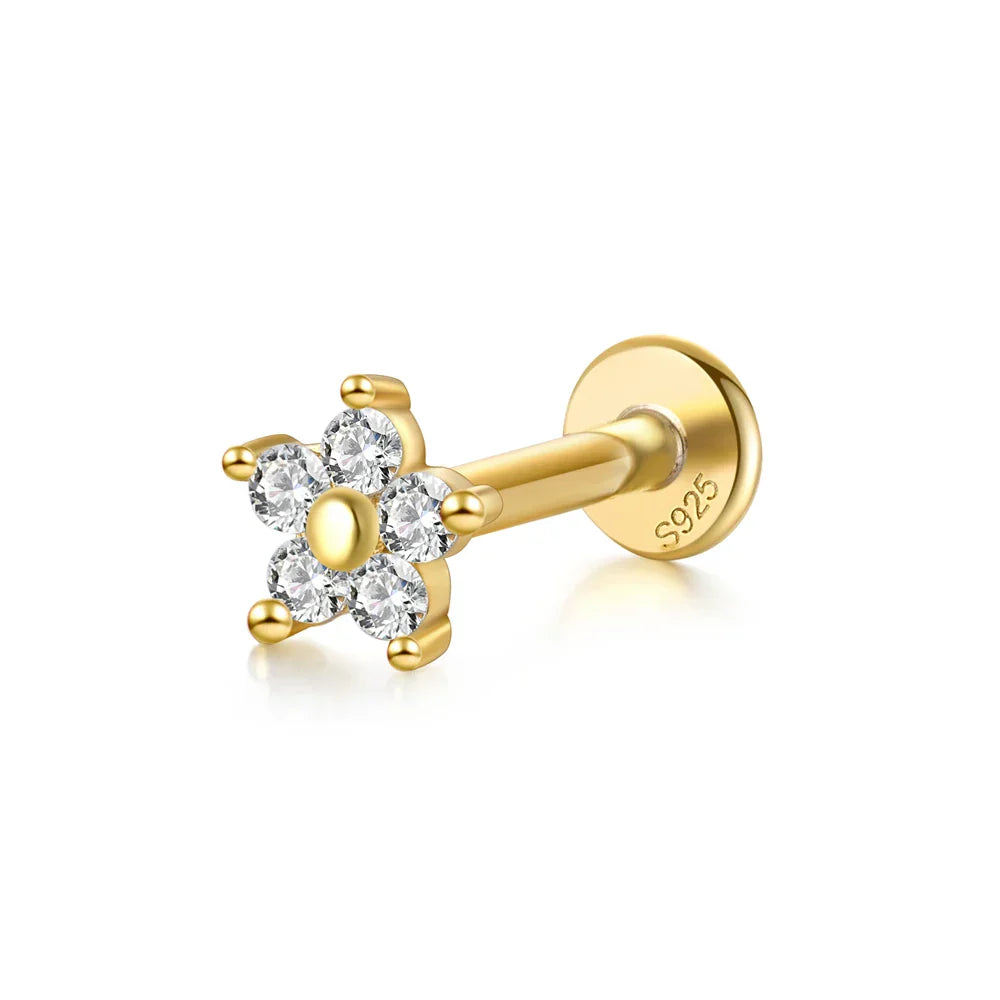 Heart Round Ball Flat Helix Piercing Earring 925 Sterling Silver Ear Studs Geometric Zircon Exquisite Trinket Studs Aretes