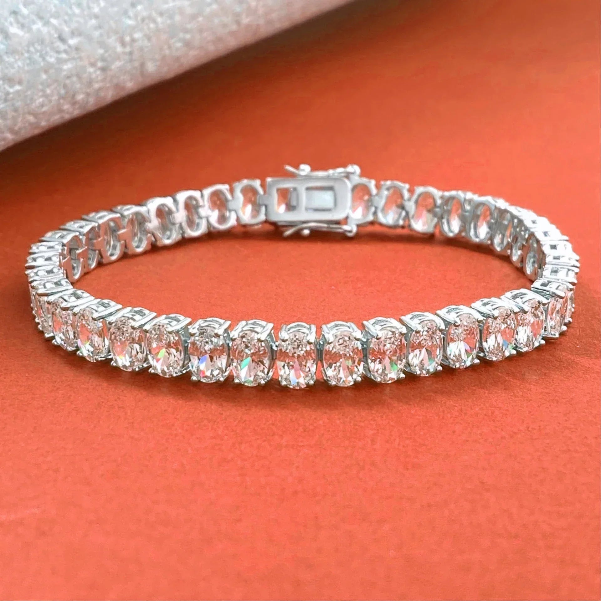 0.5Carat Oval Cut Moissanite Tennis Bracelets S925 Silver 18K Gold Plated for Women Men HipHop Jewelry Gifts GRA Certified
