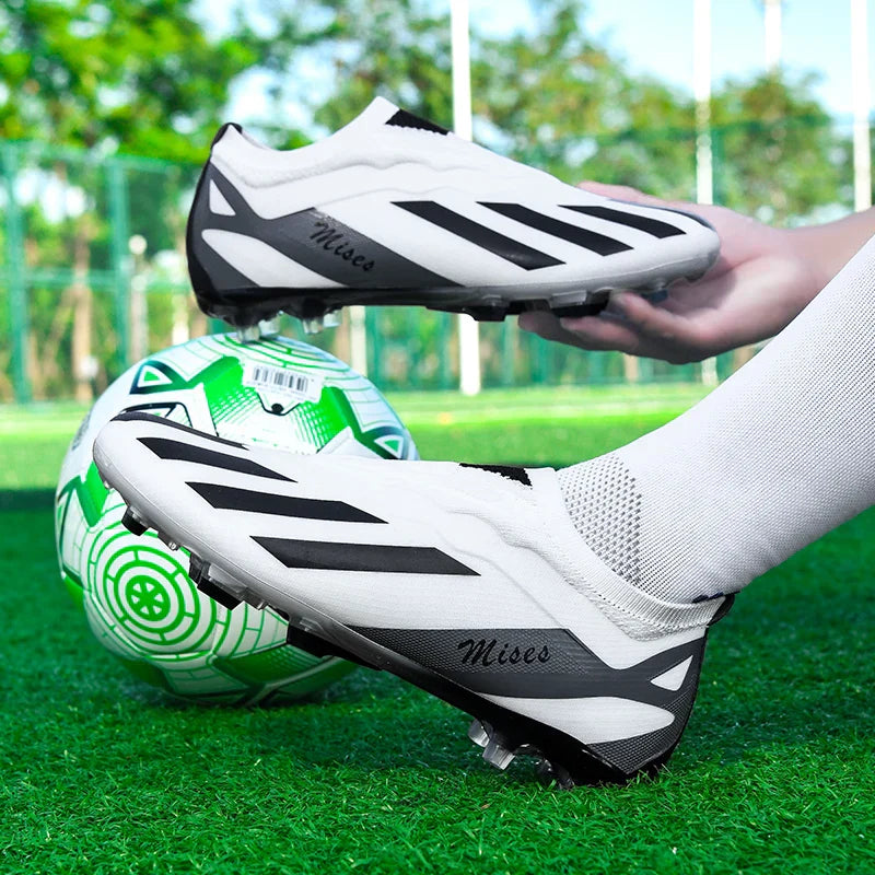 New Men Football Boots Cleats Outdoor Sport Training Breathable Soccer Shoes Long Spikes FG Boys Non Slip Match Comfortable