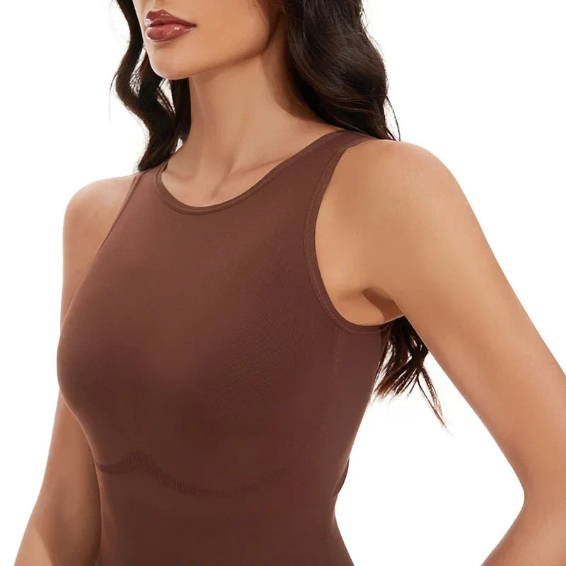 GUUDIA Halter Neck Body Shaper Suits Open Crotch Thong Shapewear Body Shapers Tummy Control Bodysuit Cupless Stretchy Jumpsuit