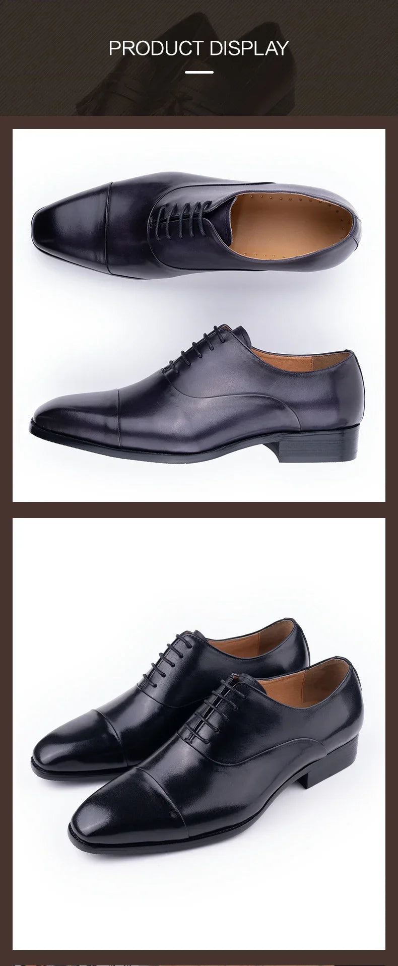 High Quality Handmade Mens Oxford Leather Shoes Inner Suture Genuine Leather Men Dress Shoes Business Formal Leather Shoes