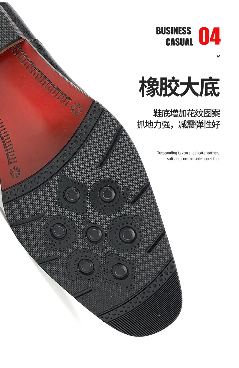 New  Genuine Leather Shoes Men Business Dress Formal Shoe British Carved Cowhide Top Layer Leather Shoes