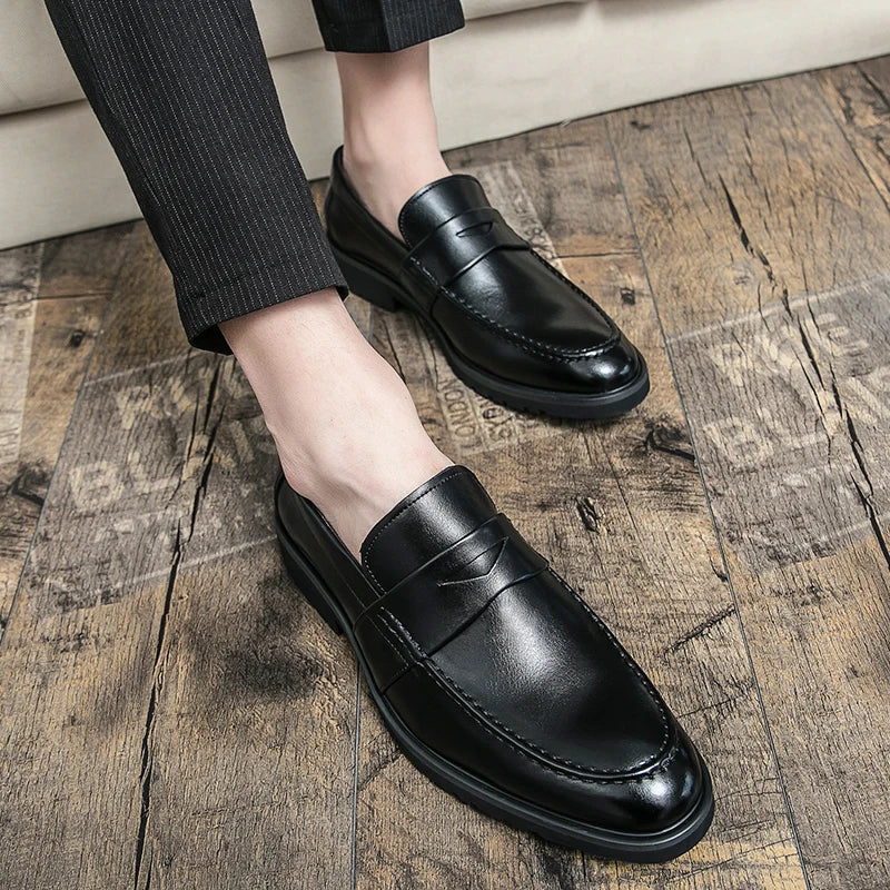 Mens Casual Leather Breathable Business Designer Brand Office Loafers Formal Classic Smile Footwear Dress Shoes for Men Flats 48