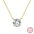 925 Sterling Silver Dainty Necklace for Women 14K Gold Plated Round Brilliant Cut Solitaire Pendant Necklace APN13