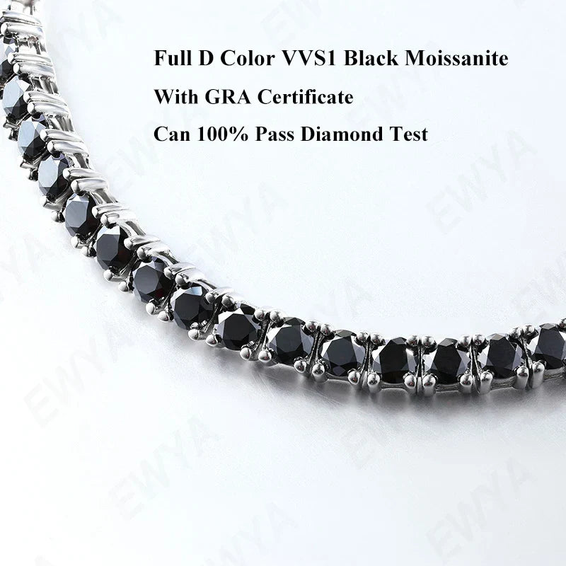 Hidden Spring Buckle Full Moissanite Tennis Bracelet D Color 2/2.5/3/4/5mm Lab Diamond Link Bracelets For Women Man Gift