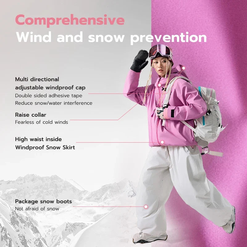 Men Women 3L Cotton Ski Jacket Ski Pants Winter Warm Windproof Waterproof Outdoor Sports Snowboard Ski Coat Trousers
