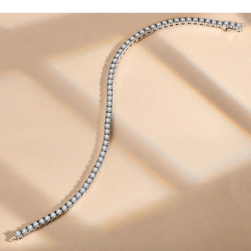 D Color Round Cut 5.0 4.0mm Moissanite Tennis Bracelet for Women Man Real 925 Sterling Silver Pass Diamond Tester Gift