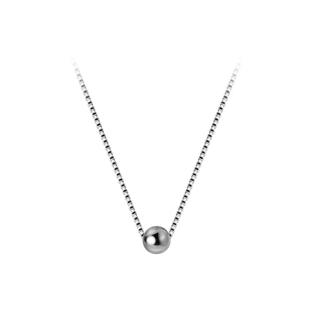 Trendy Tiny Simple Bead Necklace Pendant New Sale 100% 925 Sterling Silver Round Jewelry For Women & Girls Party Gift
