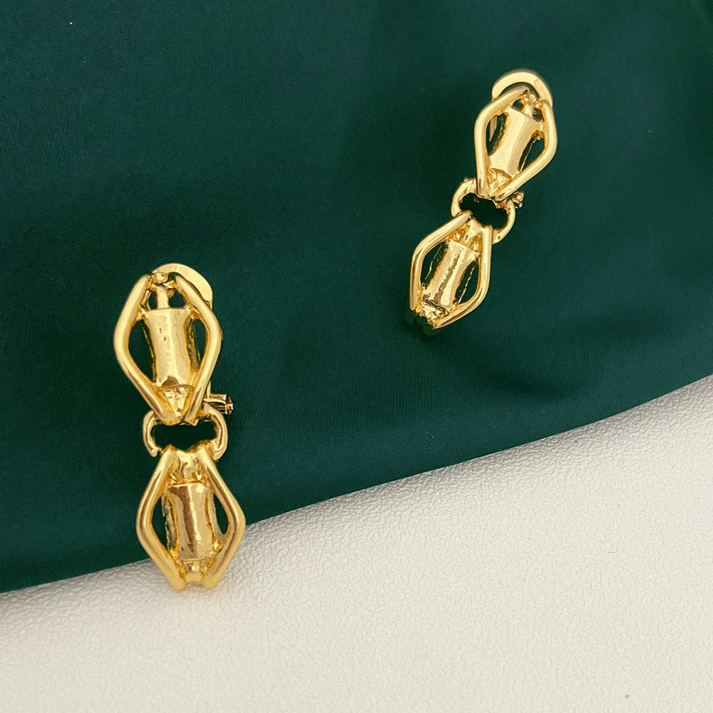 Dubai Nigeria Jewelry Set For Women Classic Design Beads Necklace Earrings Ring Bracelet 18K Gold Plated 4Pcs Set Jewelry